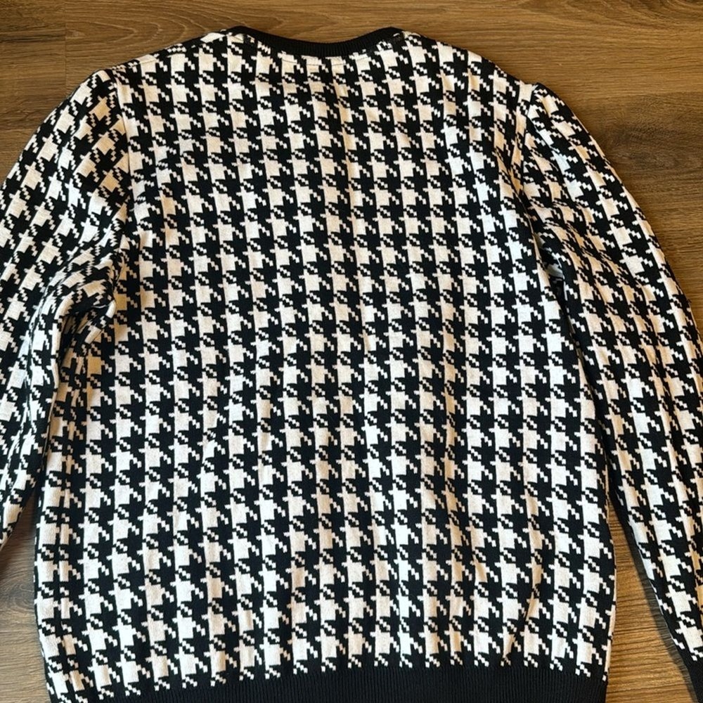 Vtg liola houndstooth cardigan button up long sleeve ladies wool Cotton size M - Picture 10 of 11